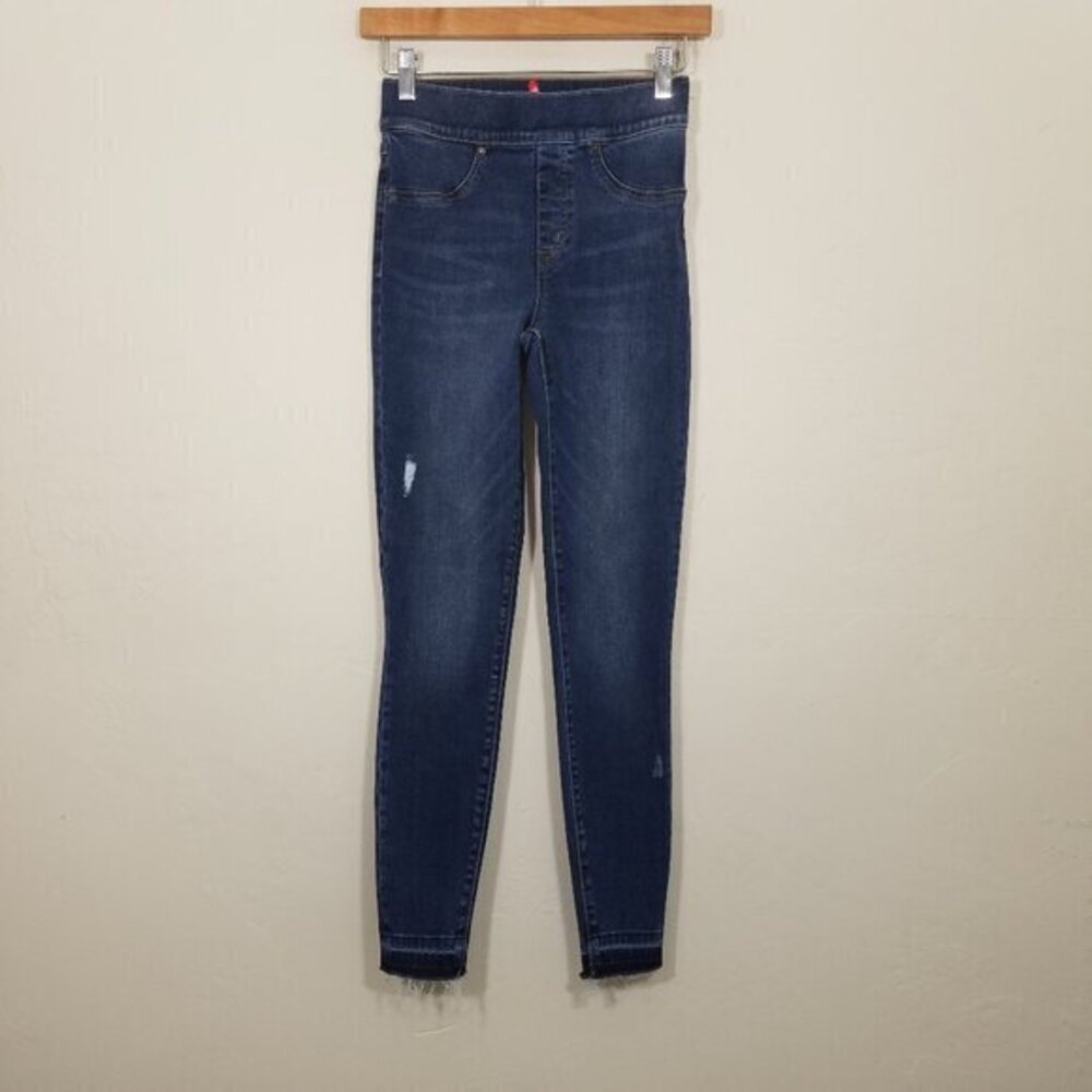 SPANX Pull-On Skinny Stretch Jeans Distressed Blue Size XS